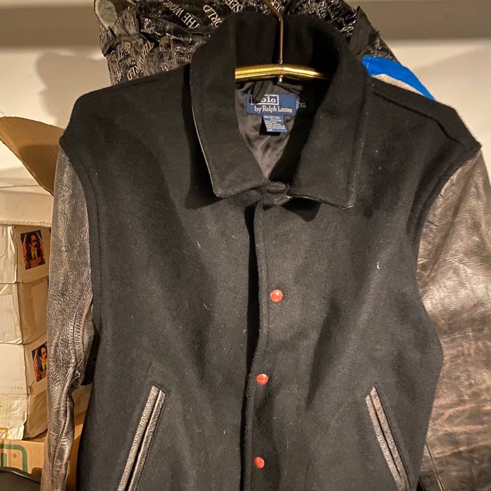 Rare Polo RL Varsity Jacket Leather Sleeves